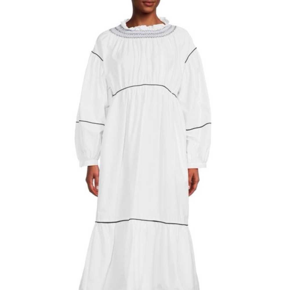 Something Navy White Long Sleeve Dress